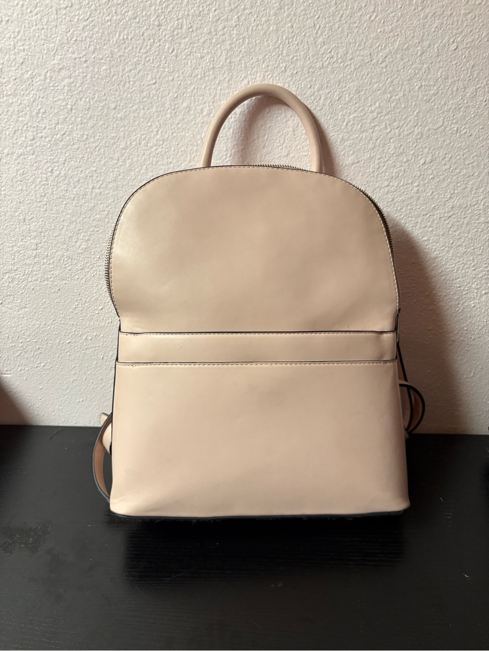 A New Day Blush Pink Minimalist Faux Leather Backpack Purse